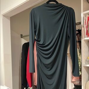 Zara Green Asymmetrical Ruched Bodycon Dress